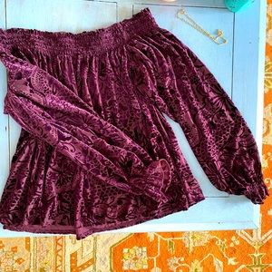 Free People Velvet Strapless Maroon Top